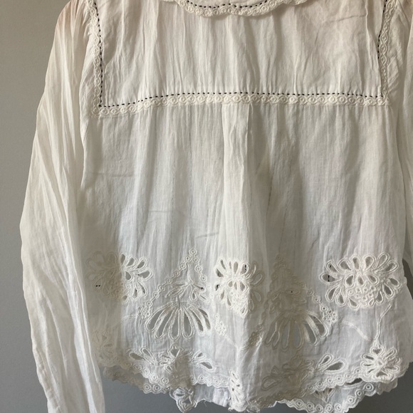 White Lace Trim Blouse - Picture 7 of 8